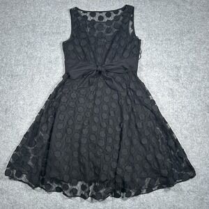 Adrianna Papell Lace Dress‎ Womens 10  Black Evening Occasion Waist Ties